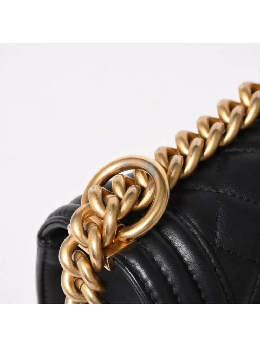Chanel Boy 25 Chain Shoulder Bag Base CC Logo Lambskin Black